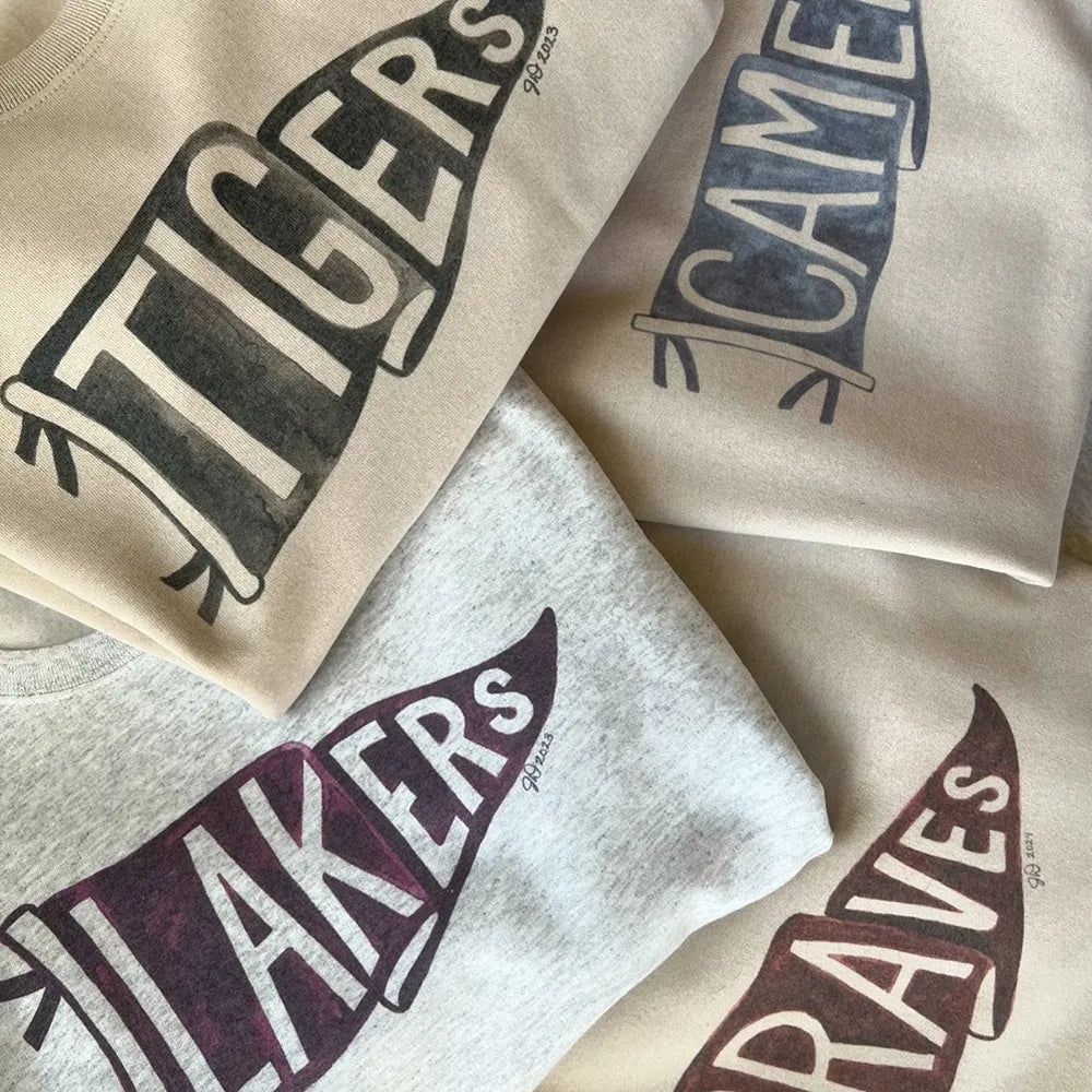 Custom Watercolor Pennant Team Mascot Crewneck