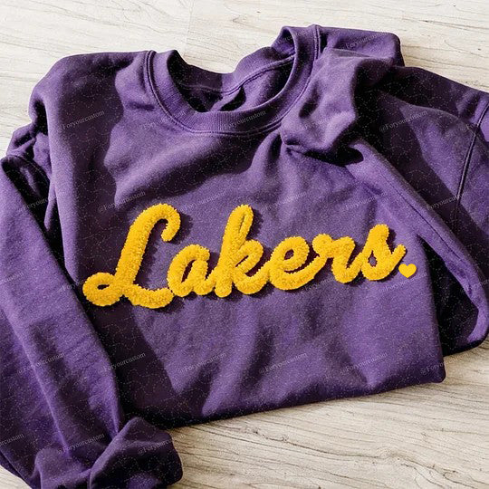 Basketball Season Custom Chenille Sweatshirt – Add Your Team Name or Game Day Text