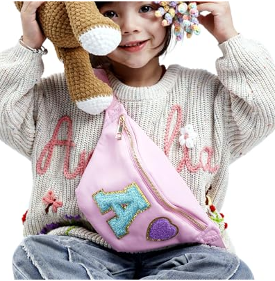 Personalized Fanny Pack Kids Nylon Fanny Bag with Chenille Name Patch Custom Nylon Fanny Pack