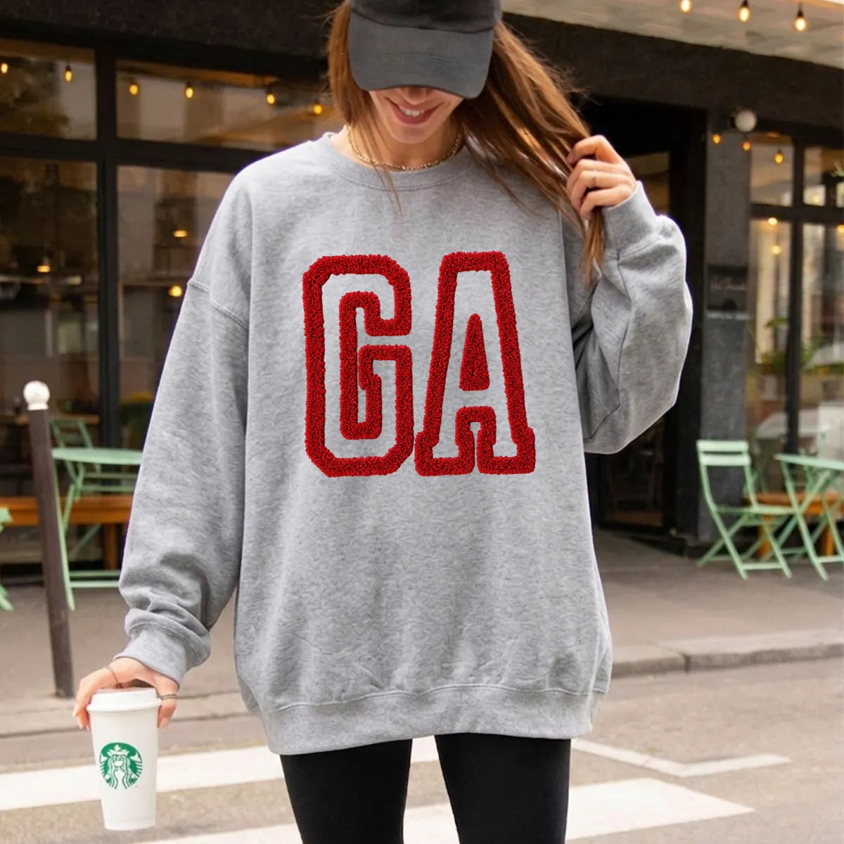 Personalized Letter State Pride Chenille Embroidered Game Day Sweatshirt