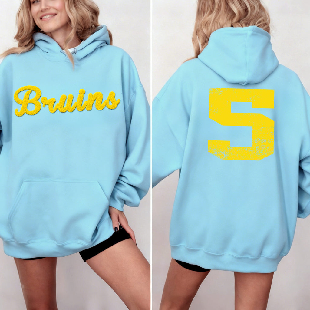 Basketball Season Custom Chenille Sweatshirt – Team Name Front, Player Number Back