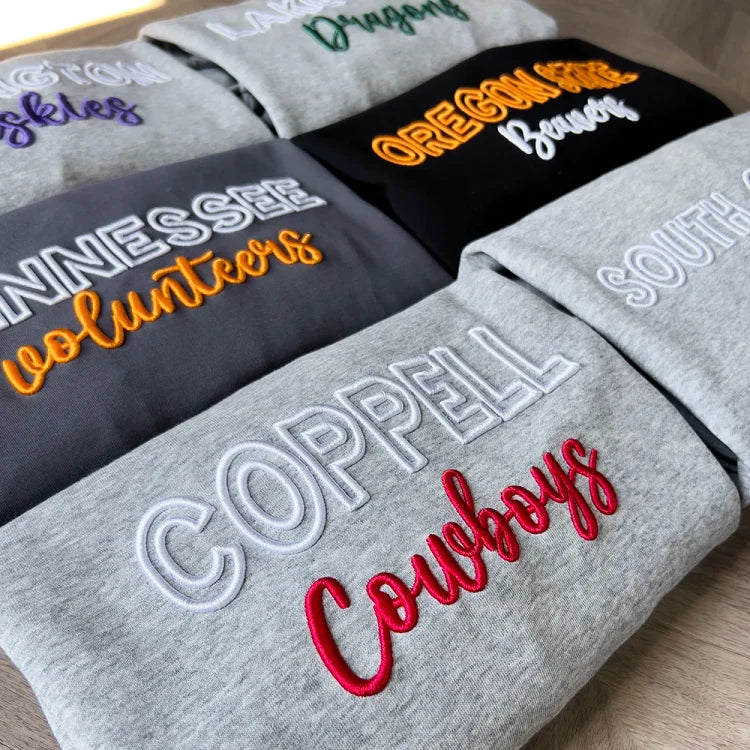 🏈🏀⚾️🥎Custom 3D PUFF Embroidery College Team Sweatshirt
