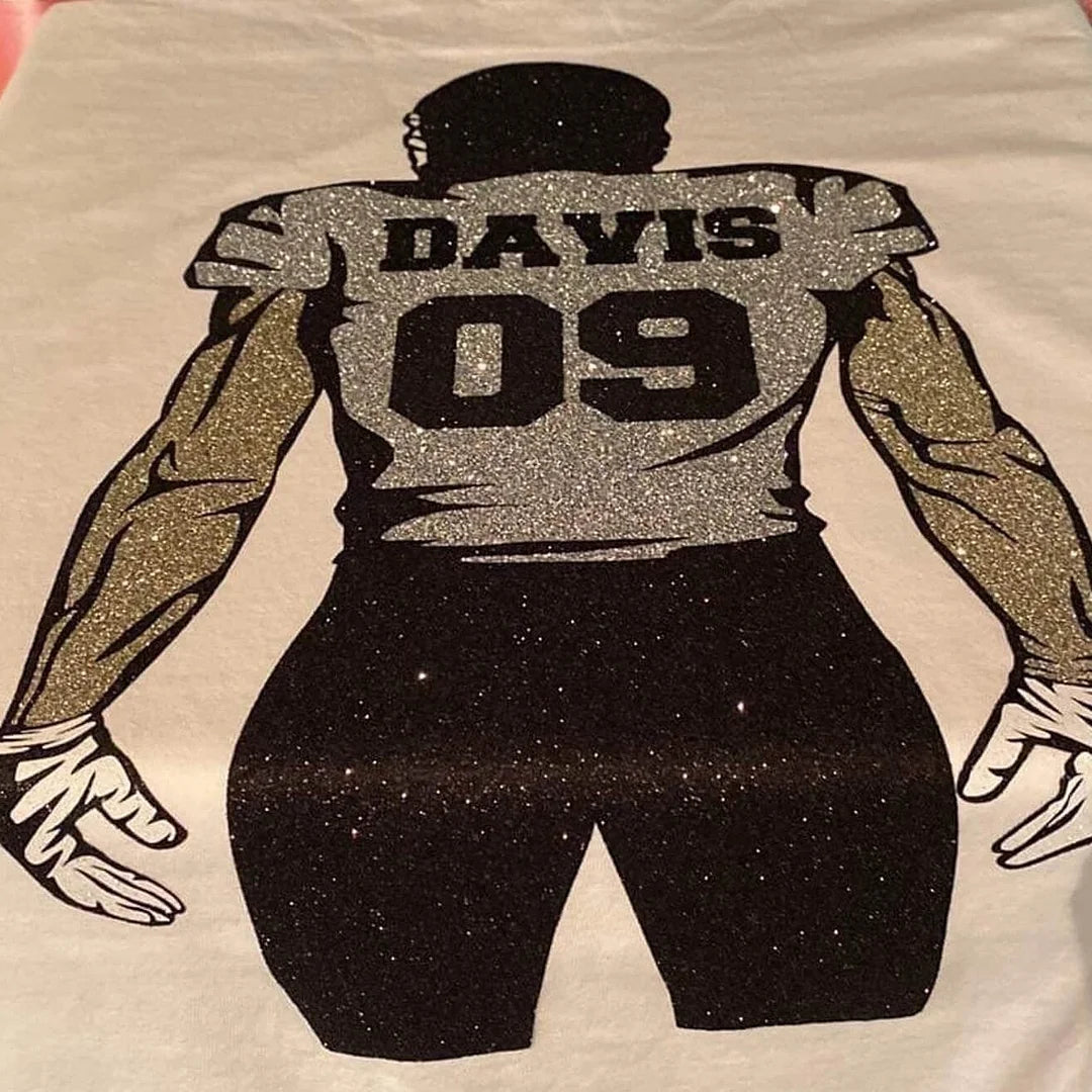 🏈 Shine on Game Day - Custom Glitter Football T-Shirt Sweatshirt