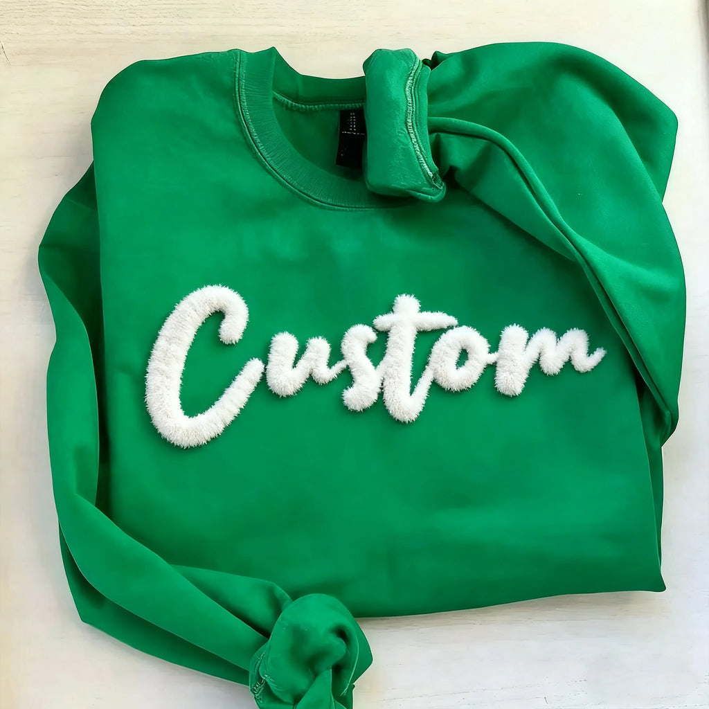 Personalized Yarn Embroidered Sweatshirt, Custom Chenille Team Sweatshirt