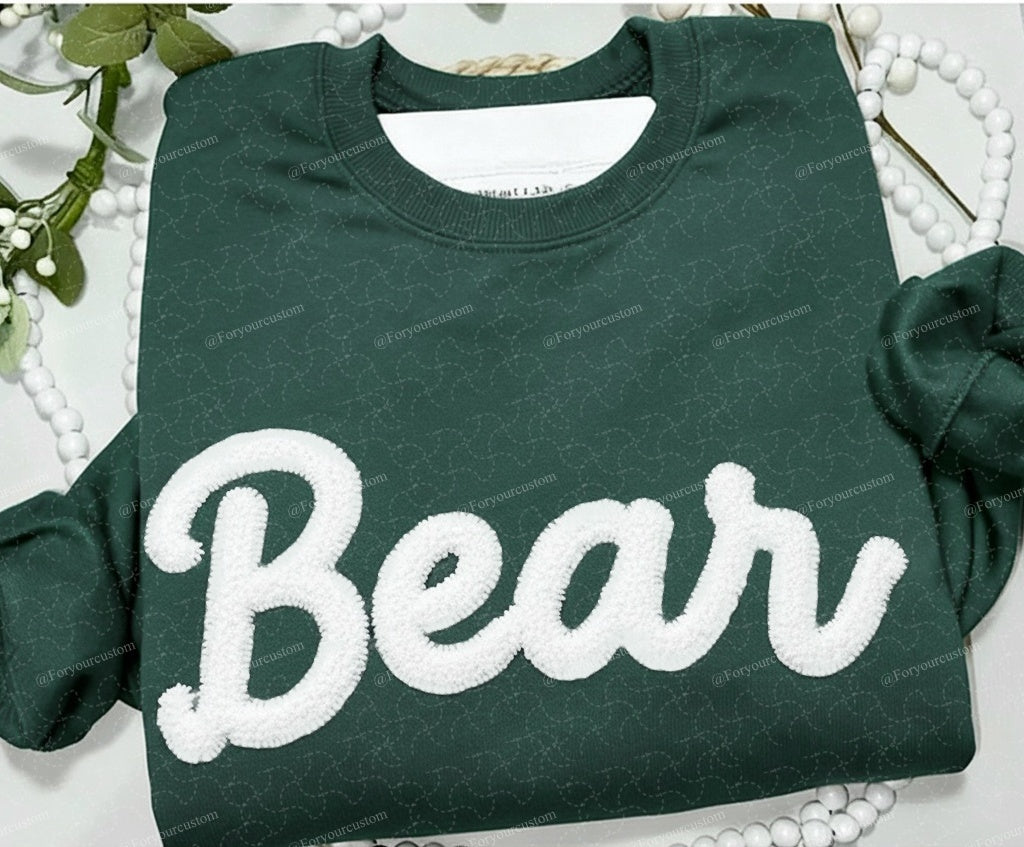 Basketball Season Custom Chenille Sweatshirt – Add Your Team Name or Game Day Text