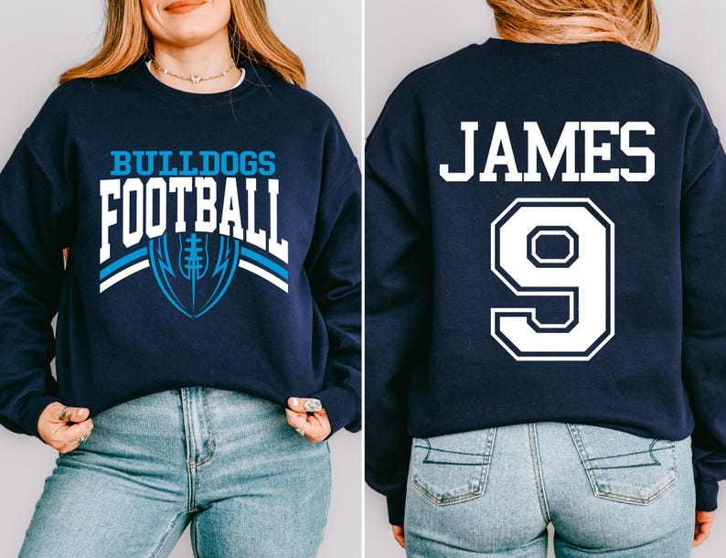 Custom Football Mom Sweatshirt, Team Name & Number Sweatshirt, Game Day Gift for Mom