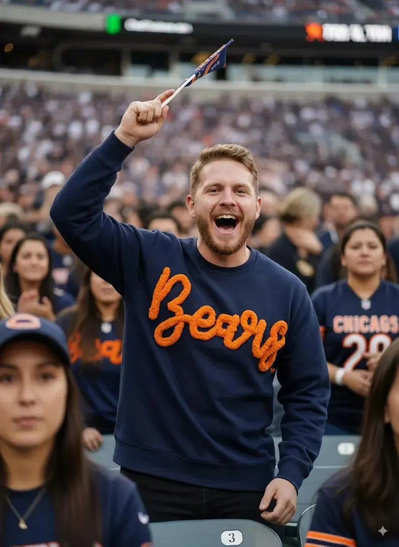 Custom Team Name Embroidered Chenille Sweatshirt – Oversized Football-Inspired Fit
