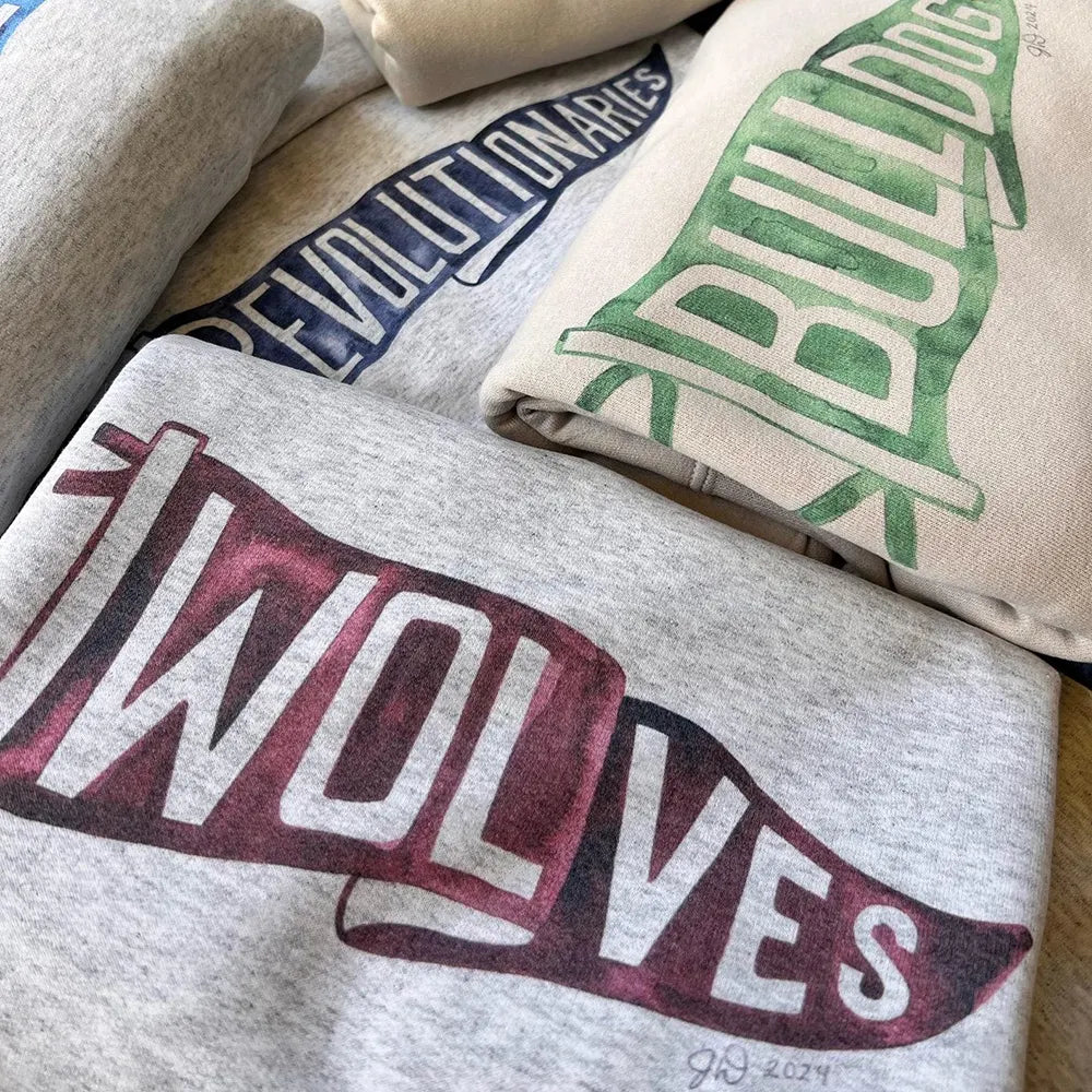 Custom Watercolor Pennant Team Mascot Crewneck