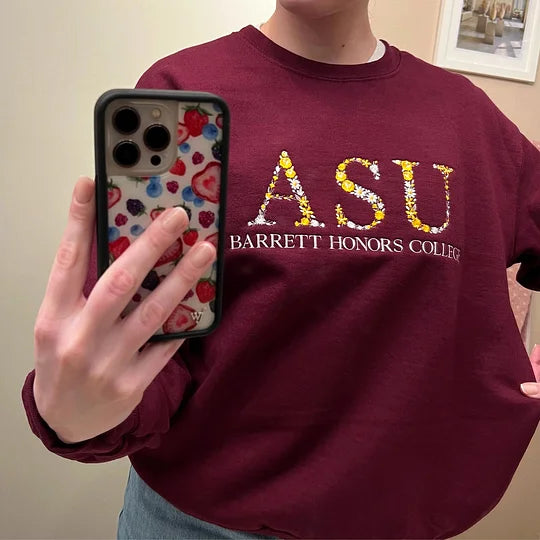 Custom College Floral Letter Embroidered Sweatshirt