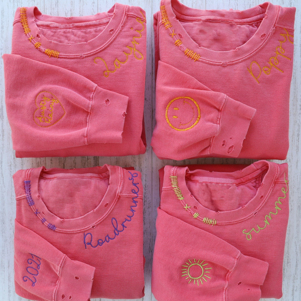 VINTAGE CUSTOM CREW-Custom Embroidered Hand Distressed Sweatshirt