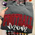 Personalized Glitter Embroidered Football Mom Sweatshirt, Hoodie & T-shirt