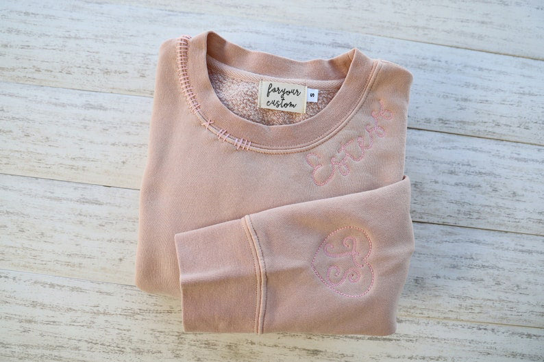 CUSTOM EMBROIDERED CREW + Custom Embroidered Crew Neck Name  Sweatshirt,