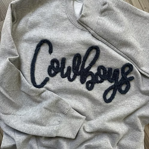 Custom SEC Team Chenille Embroidered Game Day Fuzzy Letter Sweatshirt