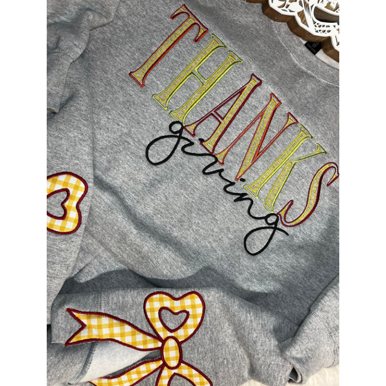 Cozy Thanksgiving Shirt with Charming Side Bow Design