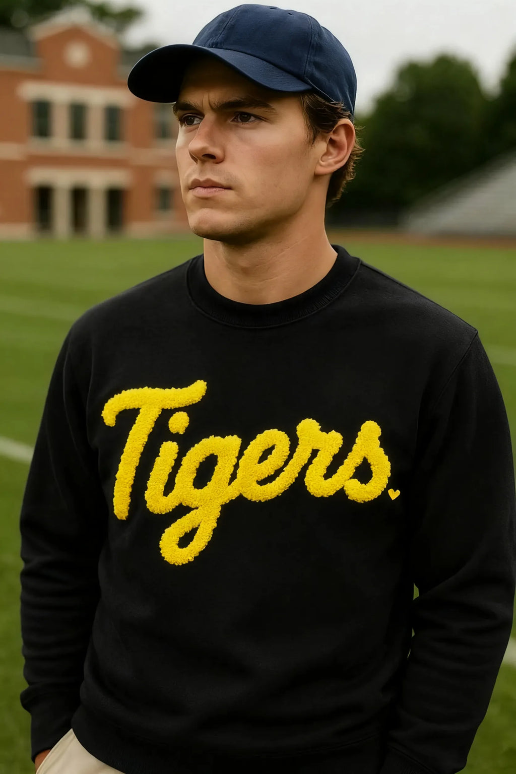 Custom Team Name Embroidered Chenille Sweatshirt – Oversized Football-Inspired Fit