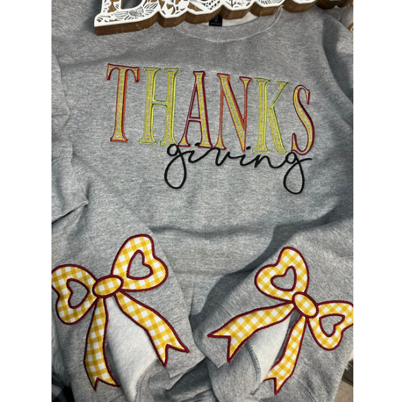 Cozy Thanksgiving Shirt with Charming Side Bow Design