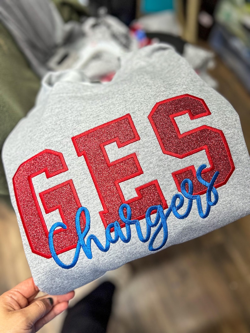 Custom glitter school mascot sweatshirt- unisex sizing