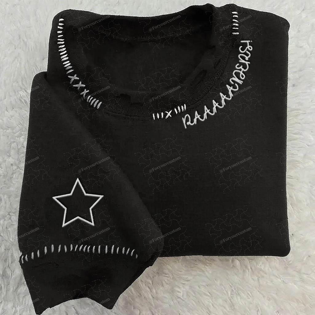 VINTAGE CUSTOM CREW-Custom Embroidered Hand Distressed Sweatshirt
