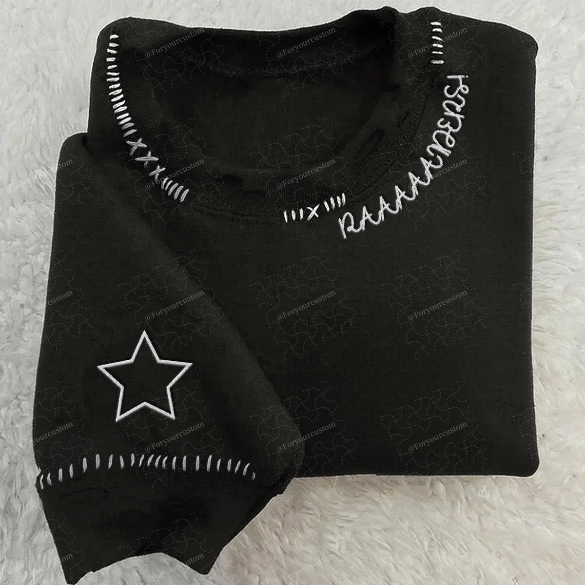 VINTAGE CUSTOM CREW-Custom Embroidered Hand Distressed Sweatshirt