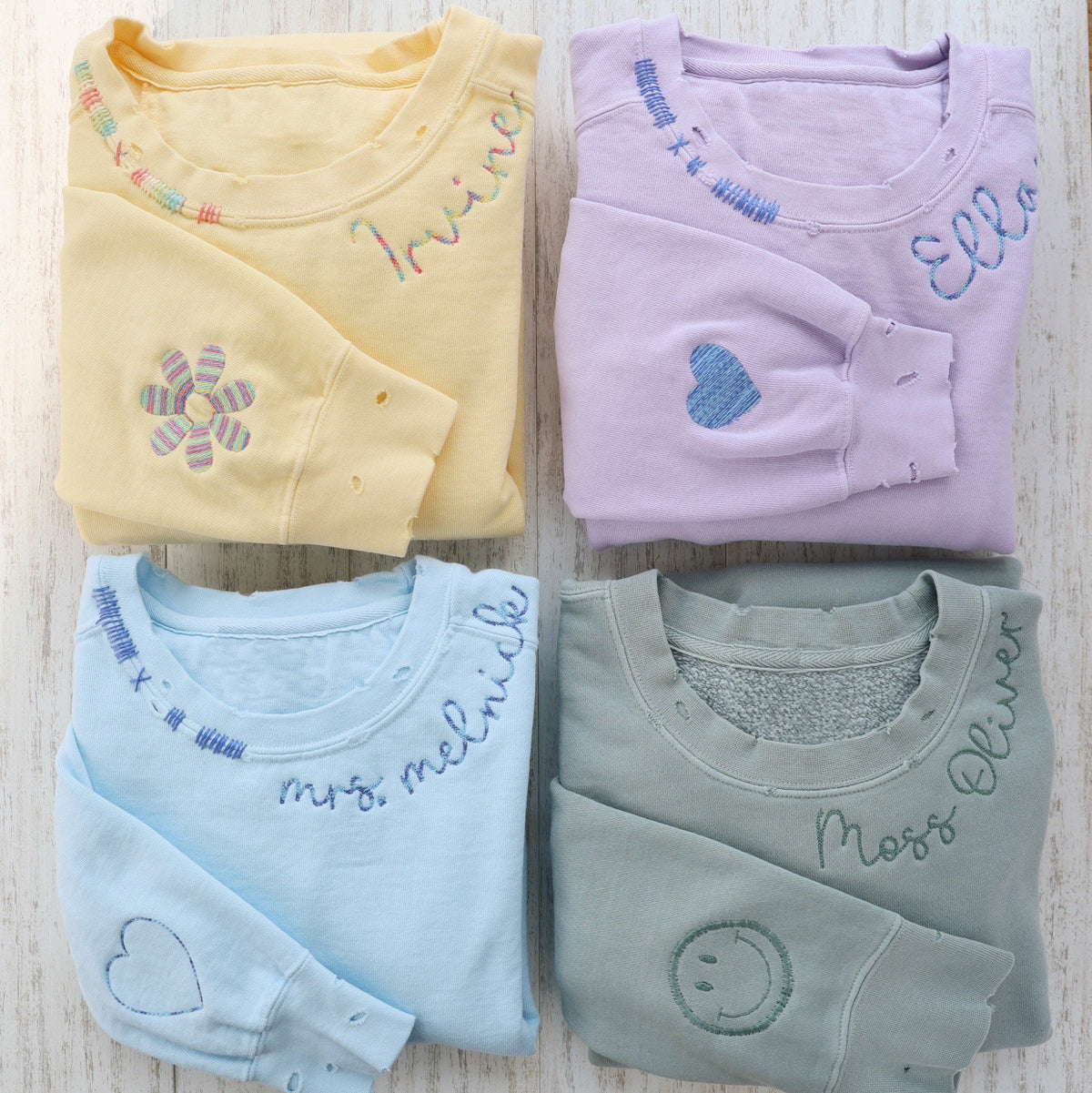 VINTAGE CUSTOM CREW-Custom Embroidered Hand Distressed Sweatshirt