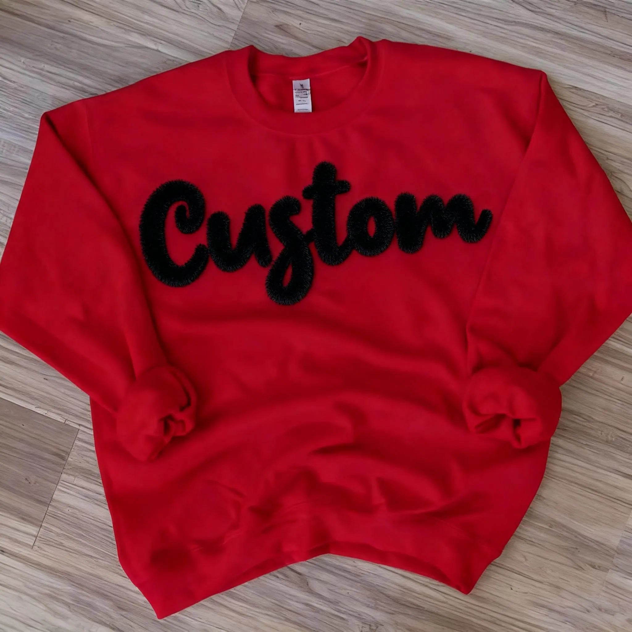 Personalized Yarn Embroidered Sweatshirt, Custom Chenille Team Sweatshirt