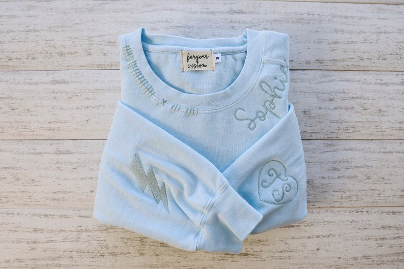 CUSTOM EMBROIDERED CREW + Custom Embroidered Crew Neck Name  Sweatshirt,