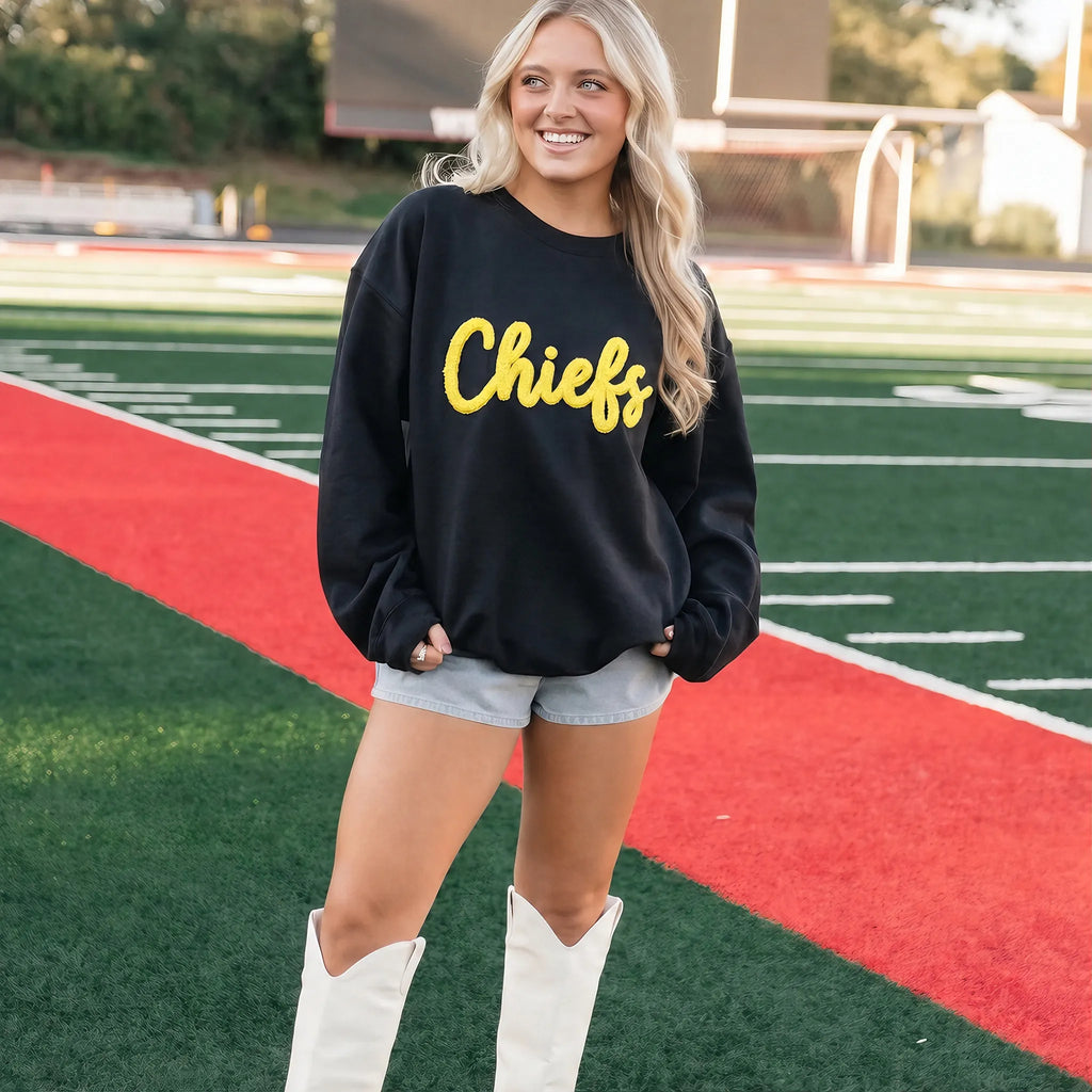 Custom Football Game Day Midwest Bold Chenille Sweatshirt