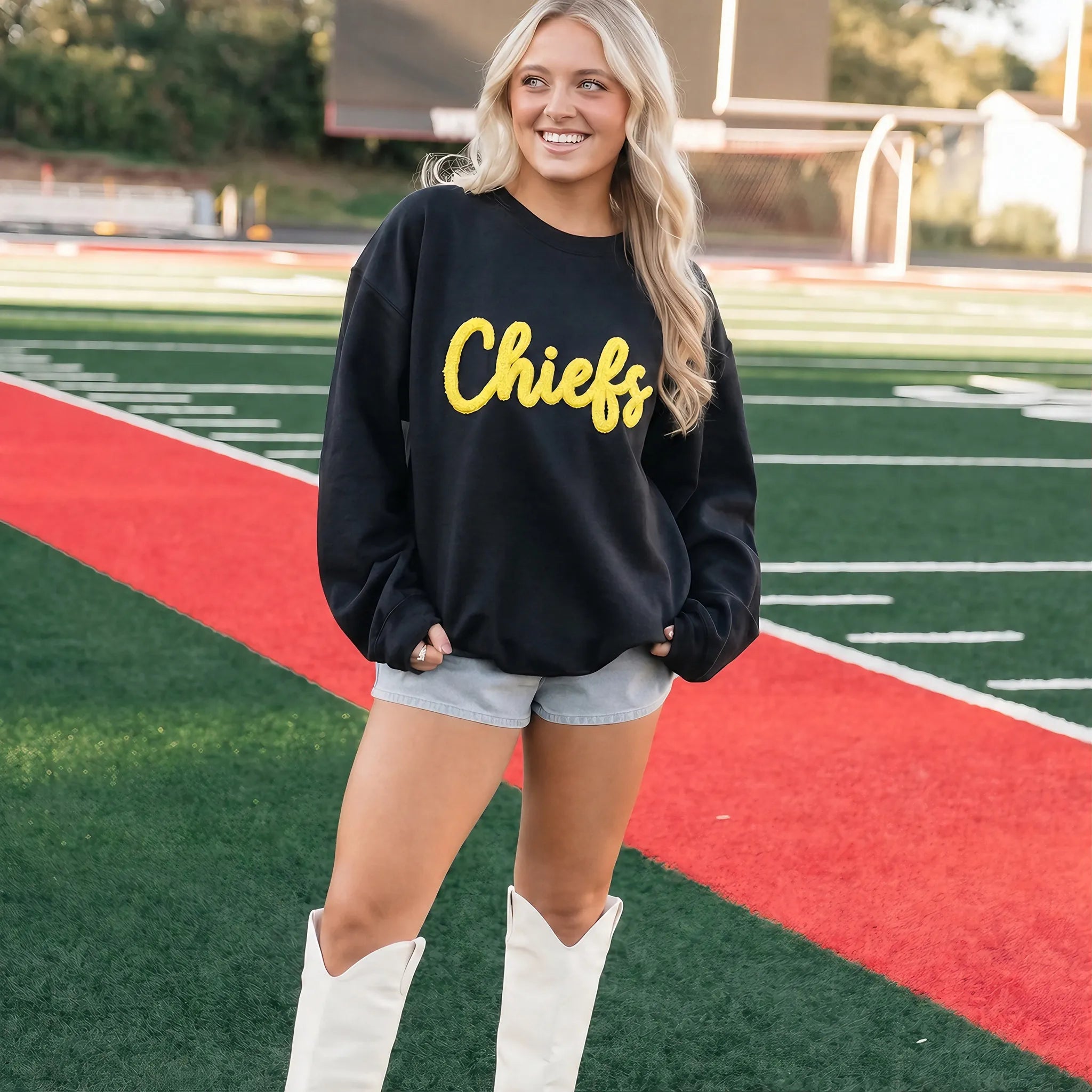 Custom Football Game Day Midwest Bold Chenille Sweatshirt