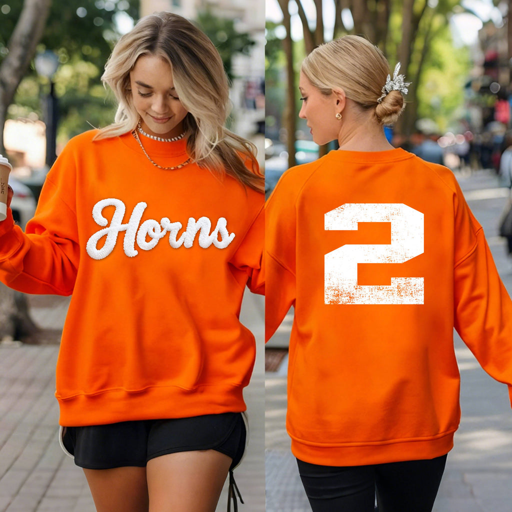 Basketball Season Custom Chenille Sweatshirt – Team Name Front, Player Number Back
