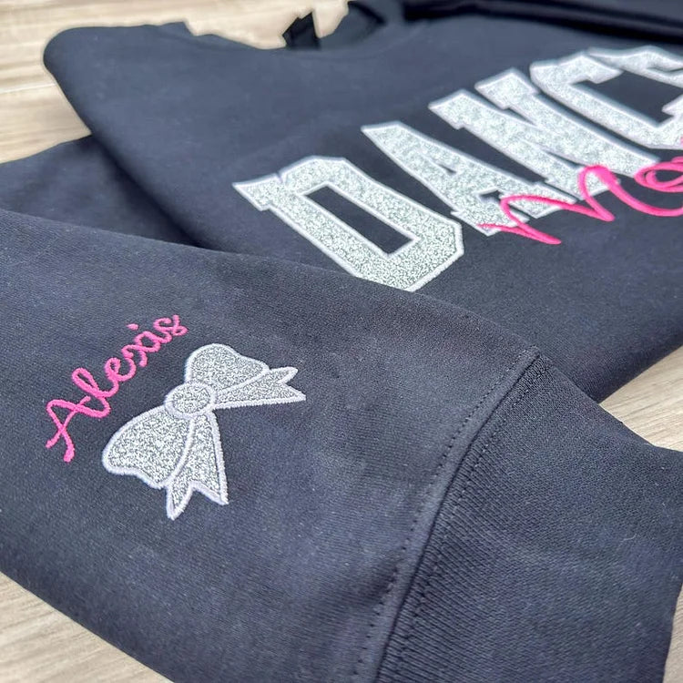 Personalized Glitter Embroidered Football Mom Sweatshirt, Hoodie & T-shirt