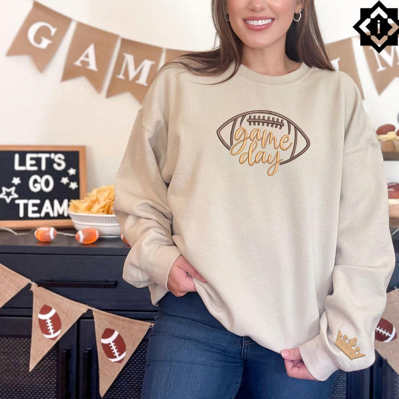Embroidered Game Day Shirt, Touchdown Football Sweatshirt, School Football T-Shirt, Sweatshirt, Hoodie
