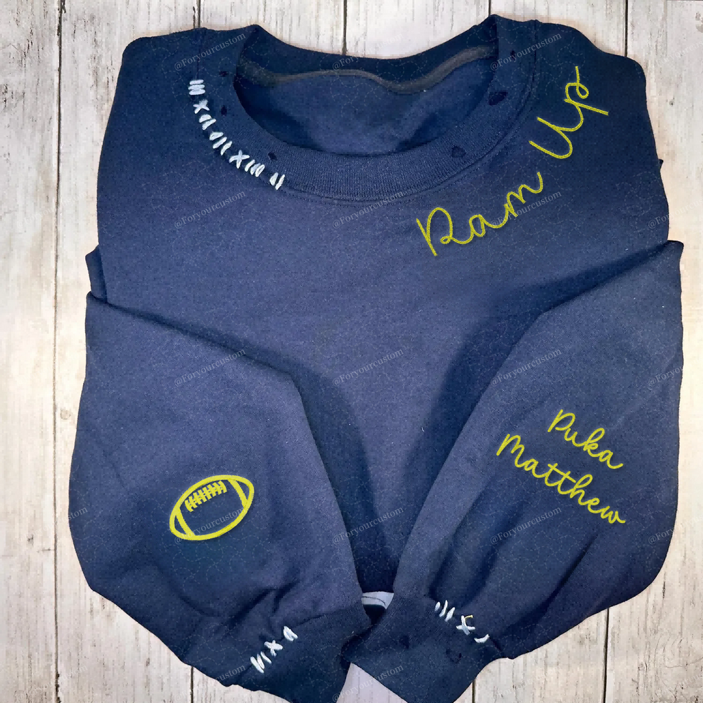 VINTAGE CUSTOM CREW-Custom Embroidered Hand Distressed Sweatshirt