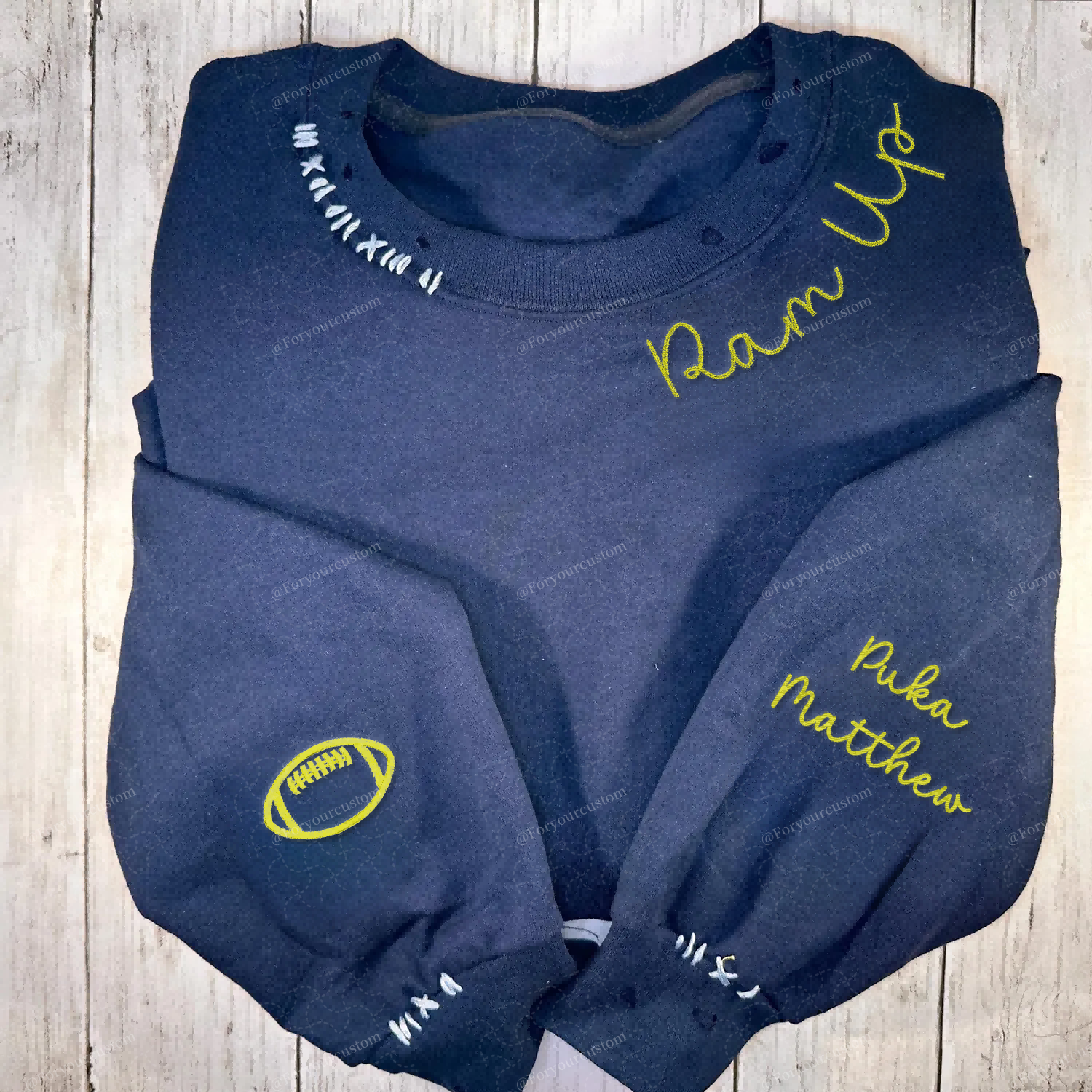 VINTAGE CUSTOM CREW-Custom Embroidered Hand Distressed Sweatshirt