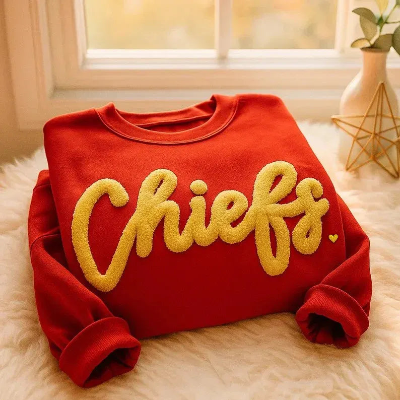 Custom Chenille Embroidered Sweatshirt – Personalized Team Name or Any Text