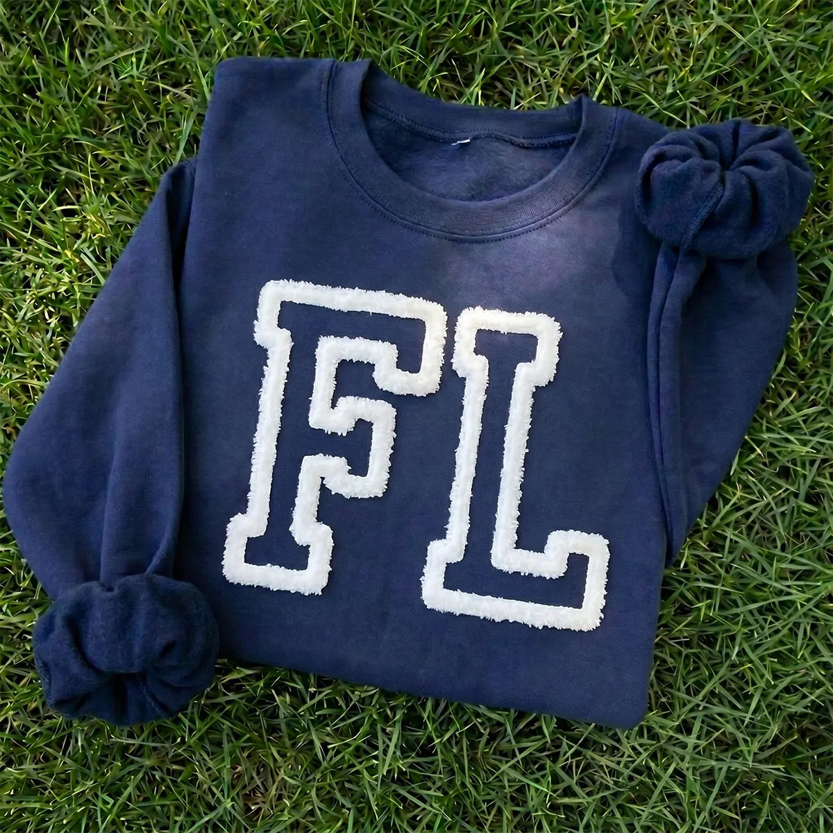 Personalized Letter State Pride Chenille Embroidered Game Day Sweatshirt