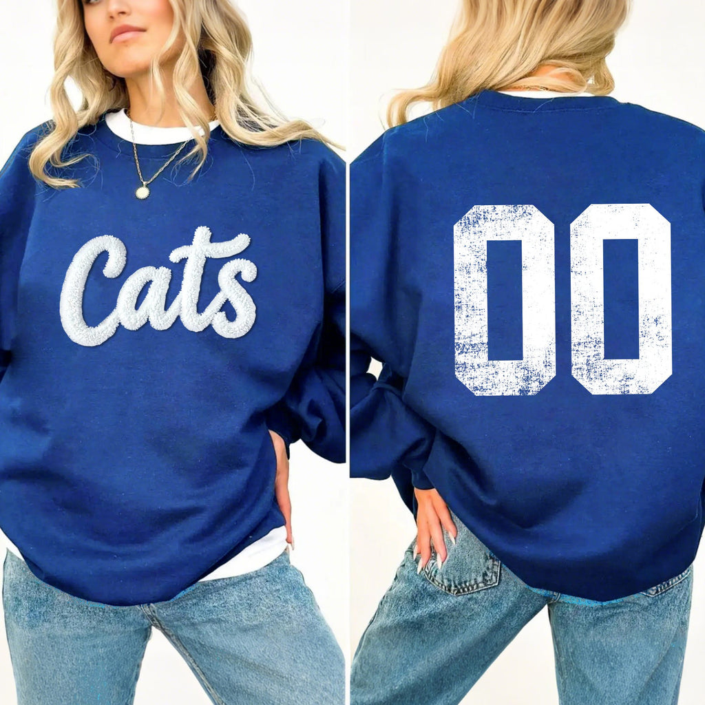 Basketball Season Custom Chenille Sweatshirt – Team Name Front, Player Number Back