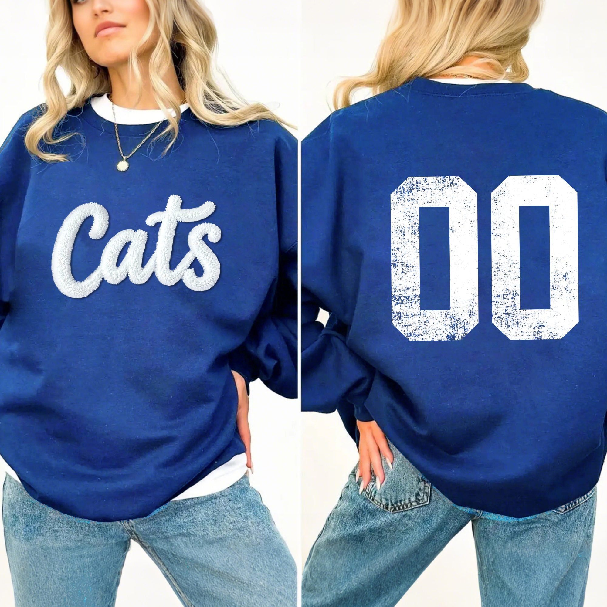 Basketball Season Custom Chenille Sweatshirt – Team Name Front, Player Number Back
