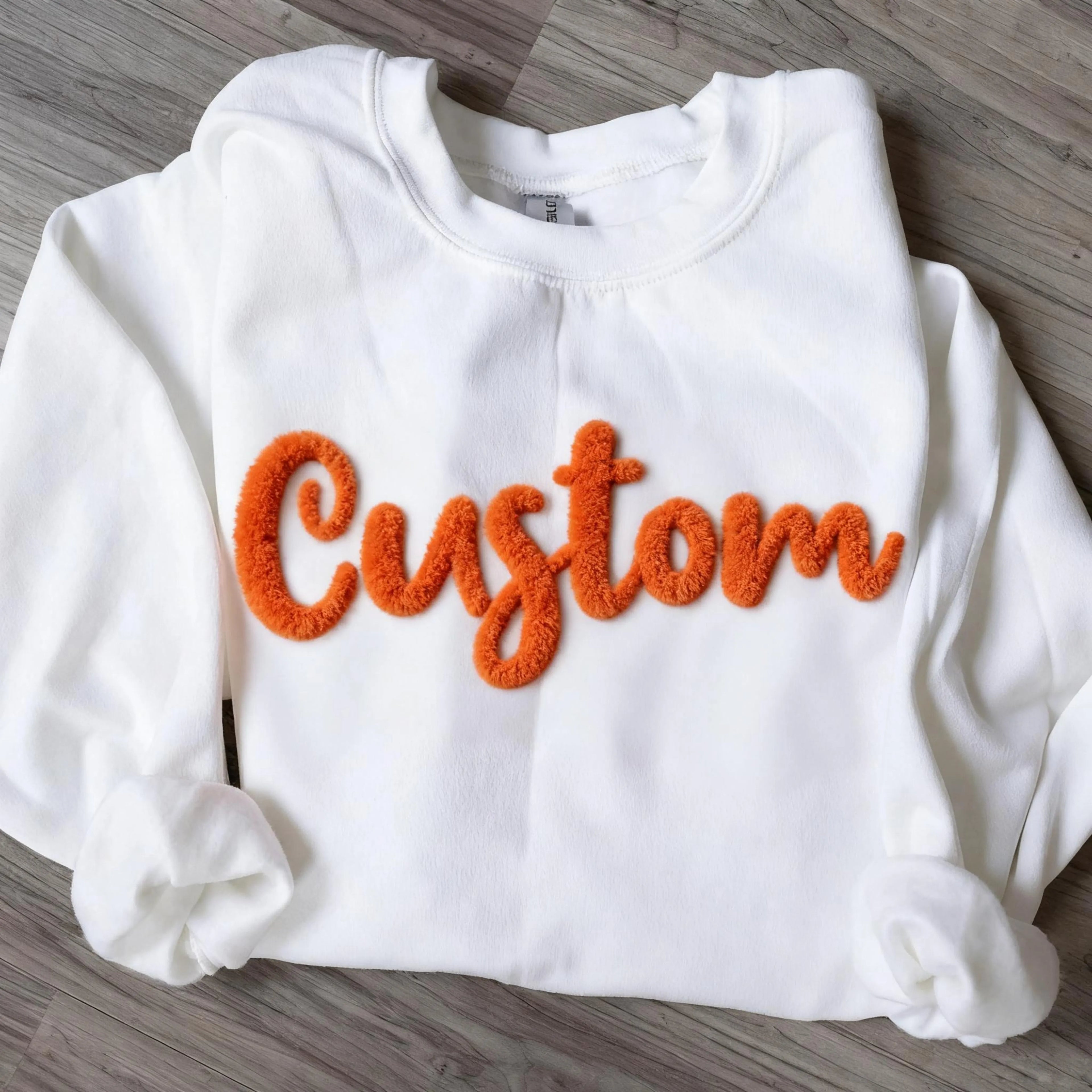 Personalized Yarn Embroidered Sweatshirt, Custom Chenille Team Sweatshirt
