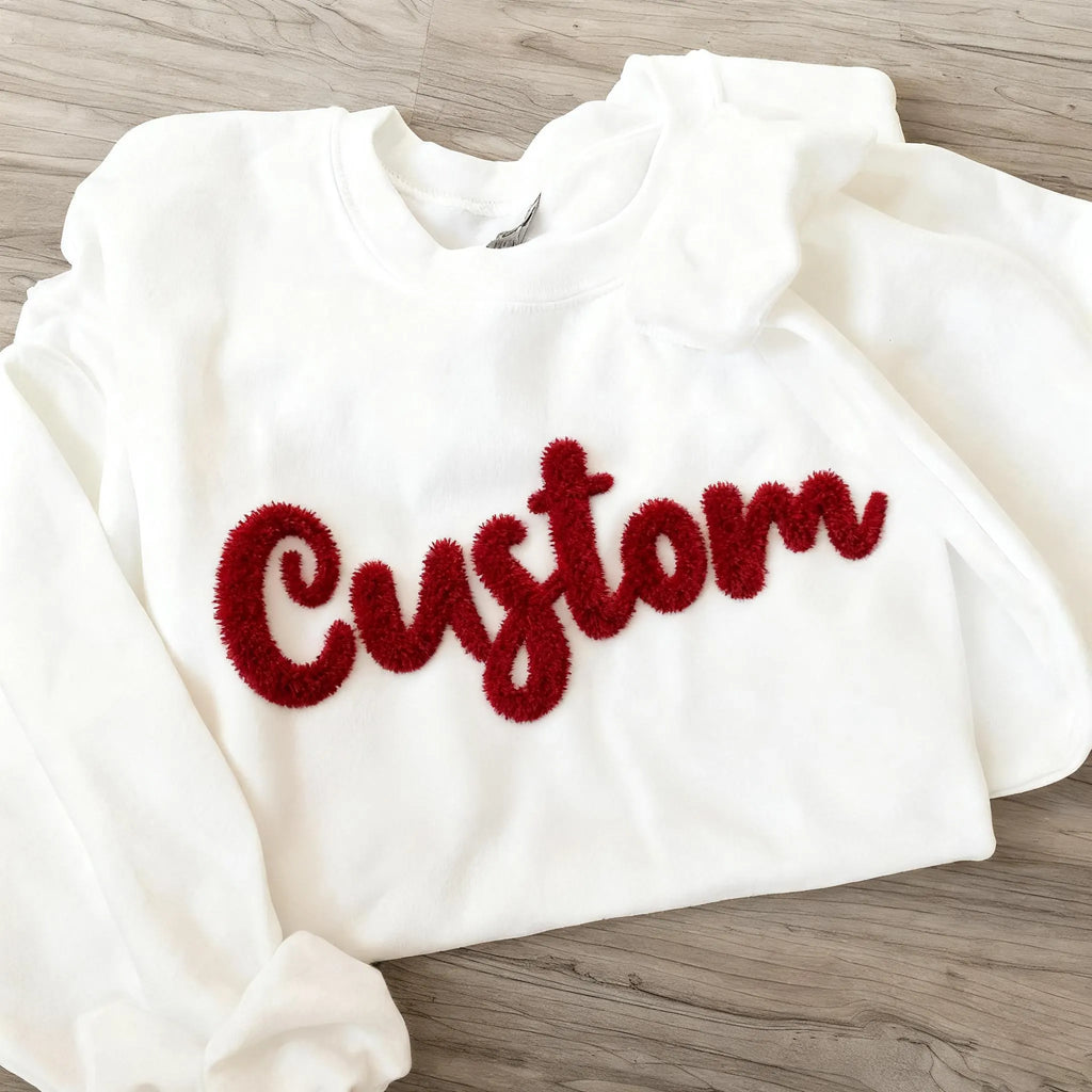Personalized Yarn Embroidered Sweatshirt, Custom Chenille Team Sweatshirt