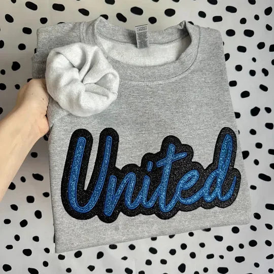 Custom Double Stack Glitter Embroidered Team Sweatshirt Hoodie T-shirt, Sports Mom T-shirt