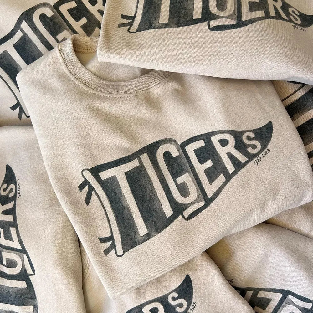Custom Watercolor Pennant Team Mascot Crewneck